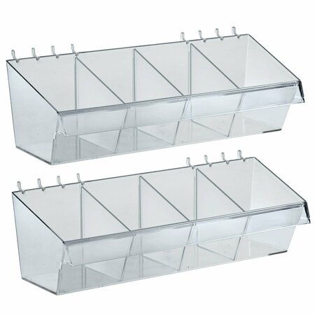 AZAR DISPLAYS 13W x 4D x 4H Divider Bin, 6 Dividers, 2PK 556114-2PK-W6D